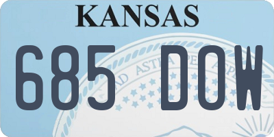 KS license plate 685DOW