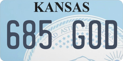 KS license plate 685GOD