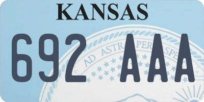 KS license plate 692AAA