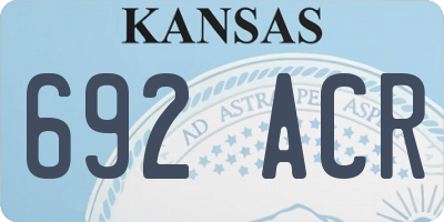 KS license plate 692ACR