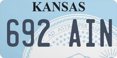 KS license plate 692AIN