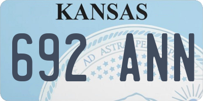 KS license plate 692ANN