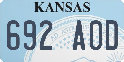 KS license plate 692AOD