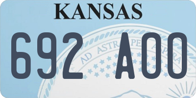 KS license plate 692AOO