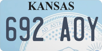 KS license plate 692AOY