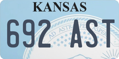KS license plate 692AST