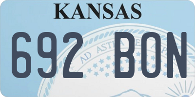 KS license plate 692BON