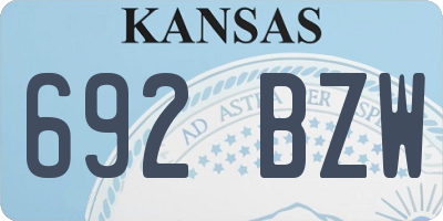 KS license plate 692BZW