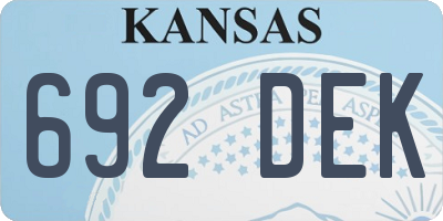 KS license plate 692DEK