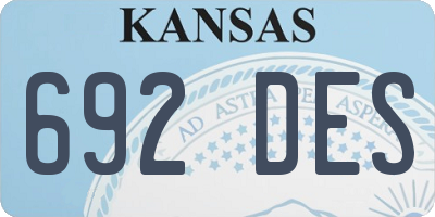 KS license plate 692DES