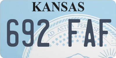 KS license plate 692FAF