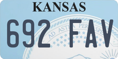 KS license plate 692FAV