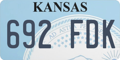 KS license plate 692FDK