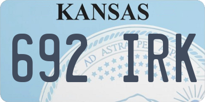 KS license plate 692IRK