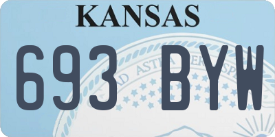 KS license plate 693BYW