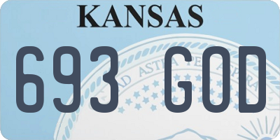 KS license plate 693GOD