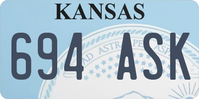 KS license plate 694ASK