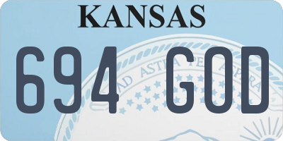 KS license plate 694GOD