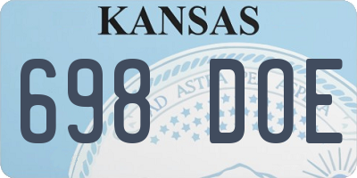 KS license plate 698DOE
