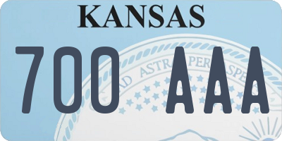 KS license plate 700AAA