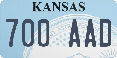 KS license plate 700AAD