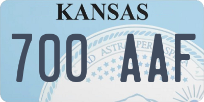 KS license plate 700AAF