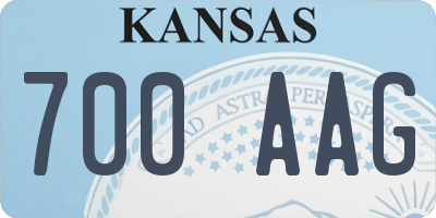 KS license plate 700AAG