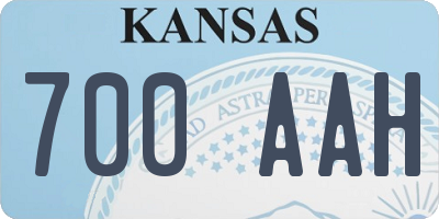 KS license plate 700AAH