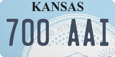 KS license plate 700AAI