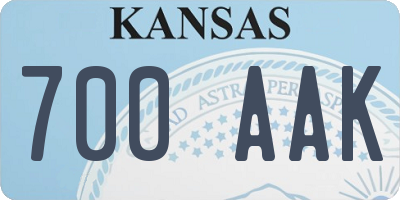 KS license plate 700AAK