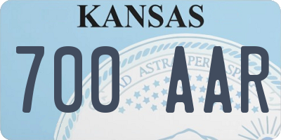 KS license plate 700AAR