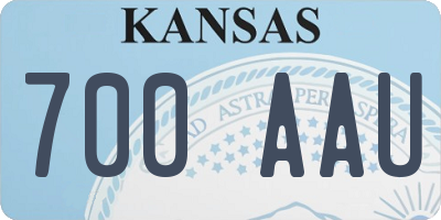 KS license plate 700AAU