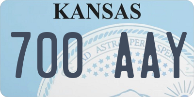 KS license plate 700AAY