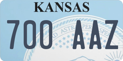 KS license plate 700AAZ