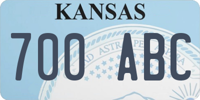 KS license plate 700ABC