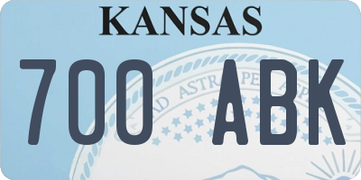 KS license plate 700ABK