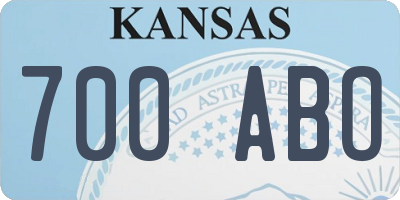KS license plate 700ABO