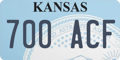 KS license plate 700ACF