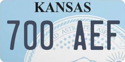 KS license plate 700AEF