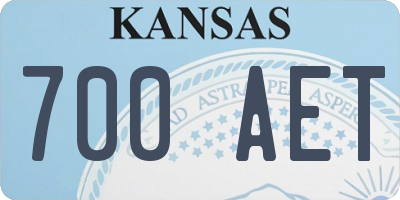 KS license plate 700AET