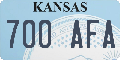KS license plate 700AFA