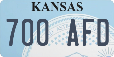 KS license plate 700AFD