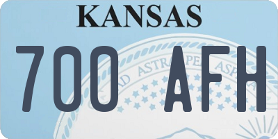 KS license plate 700AFH