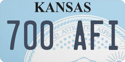 KS license plate 700AFI