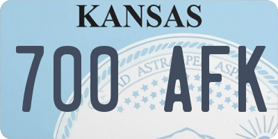 KS license plate 700AFK