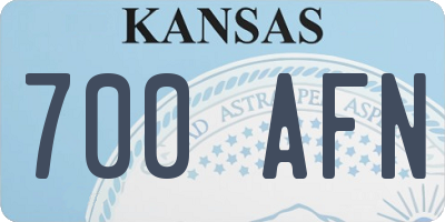 KS license plate 700AFN