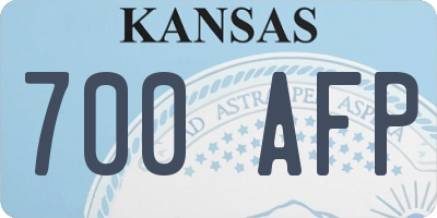 KS license plate 700AFP