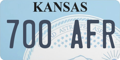 KS license plate 700AFR
