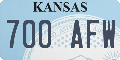 KS license plate 700AFW