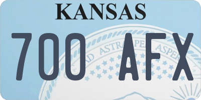 KS license plate 700AFX